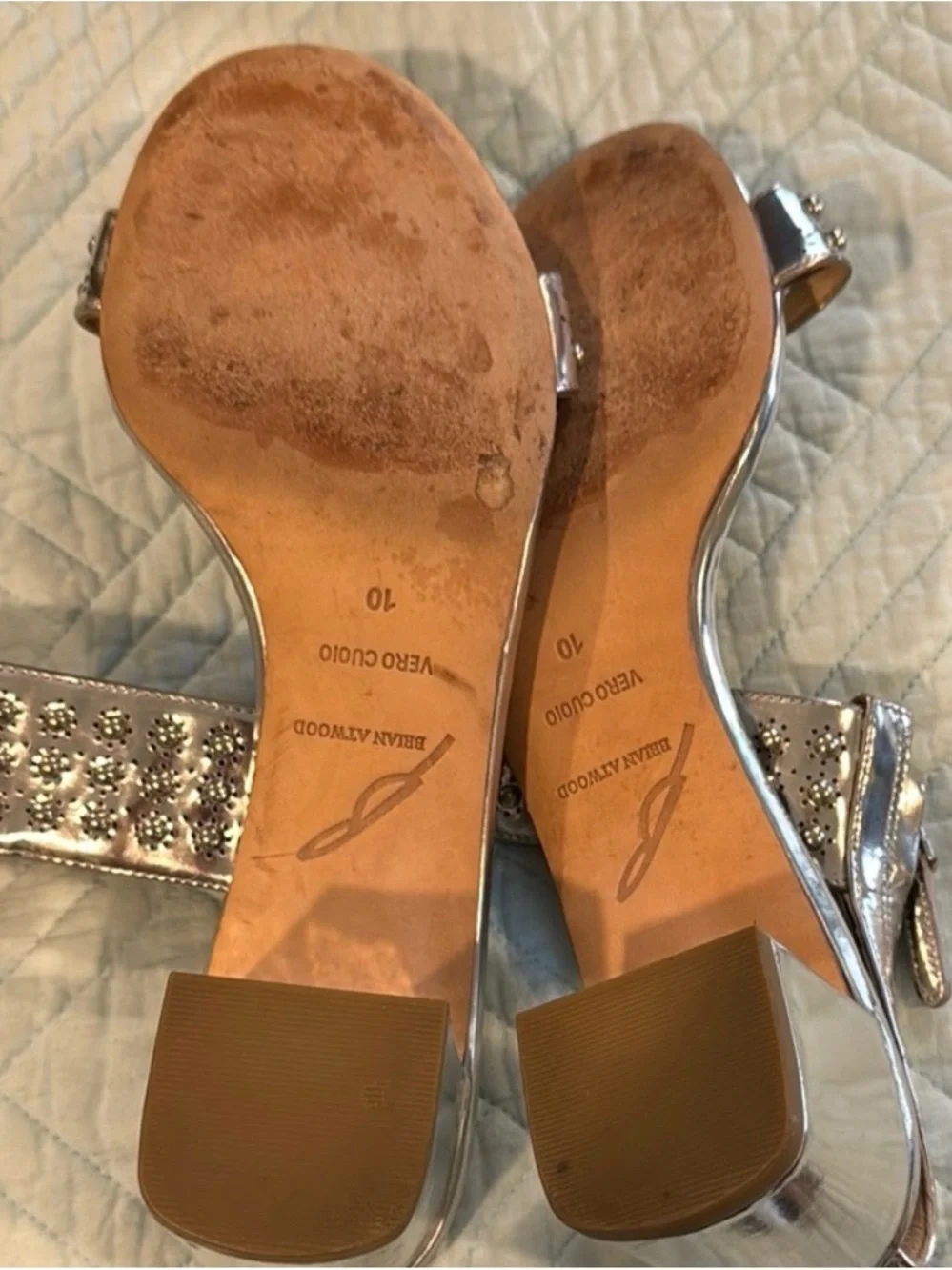 Brian Atwood shiny silver